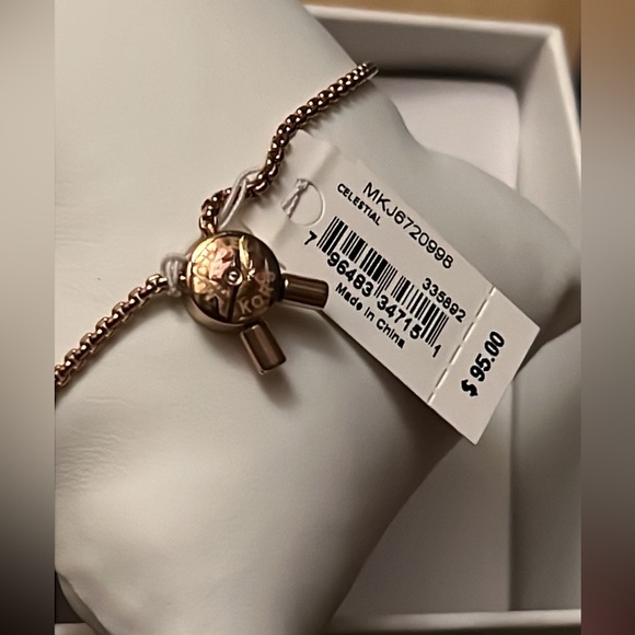 NWB Michael kors tri-tone crystal celestial charms slider bracelet authentic - Picture 4 of 7